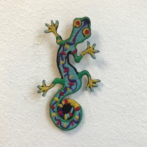 Cool Gecko Lizard Colourful Iron on Sew on Embroidered Patch